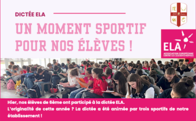 Dictée ELA Un moment sportif pour nos élèves !